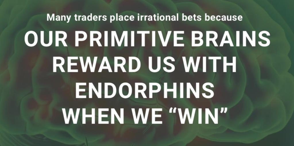 Image reading "Many traders place irrational bets because our primitive brains reward us with endorphins when we win".